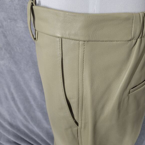 Vince Seed Tan Straight Fit Leather Midi Front Slit Skirt 4 - Picture 6 of 8